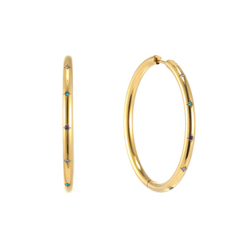 Hebe Gold Blue Thin Bigger Star Hoop