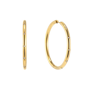 Hebe Gold Crystal Thin Bigger Star Hoop