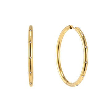Hebe Gold Crystal Thin Bigger Star Hoop