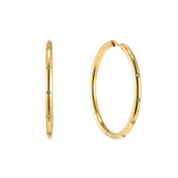 Hebe Gold Green Thin Bigger Star Hoop