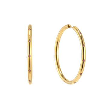 Hebe Gold Pink Thin Bigger Star Hoop