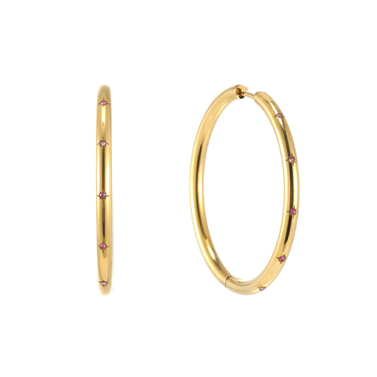 Hebe Gold Pink Thin Bigger Star Hoop