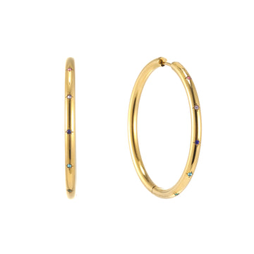 Hebe Gold Rainbow Thin Bigger Star Hoop