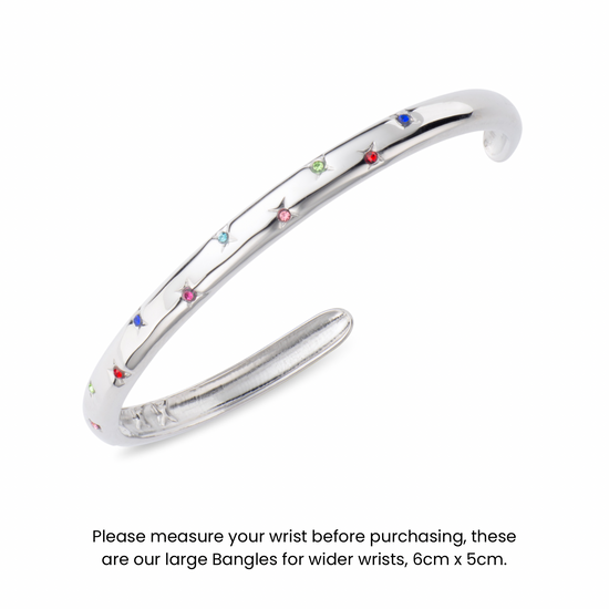 Amelia Silver Rainbow Waterproof Bangle L