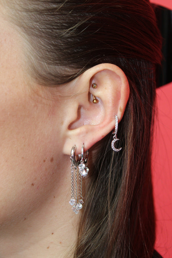 Alisa Silver Crystal Huggie Earrings