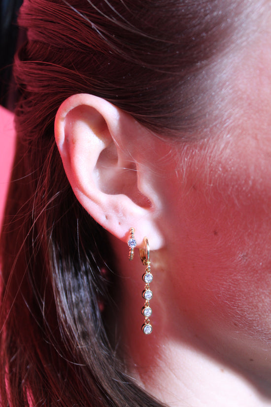 Hera Crystal Gold Dainty Gem Huggie Earrings