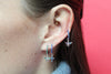 Camilla Silver Blue Cross Huggie Earrings