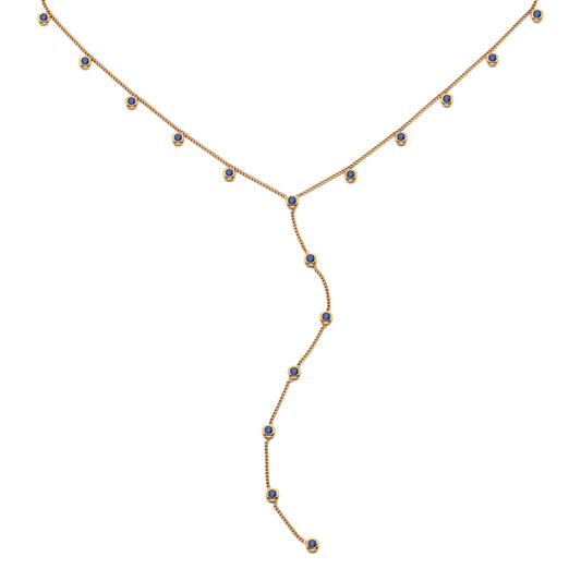 India Droplet Necklace Gold & Blue