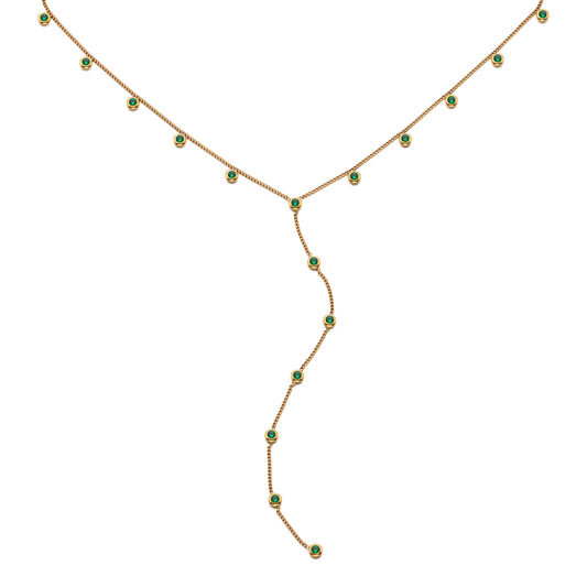 India Droplet Necklace Gold & Green