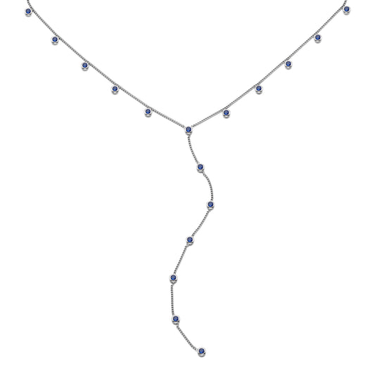 India Droplet Necklace Silver & Blue