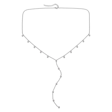 India Silver Crystal Droplet Necklace