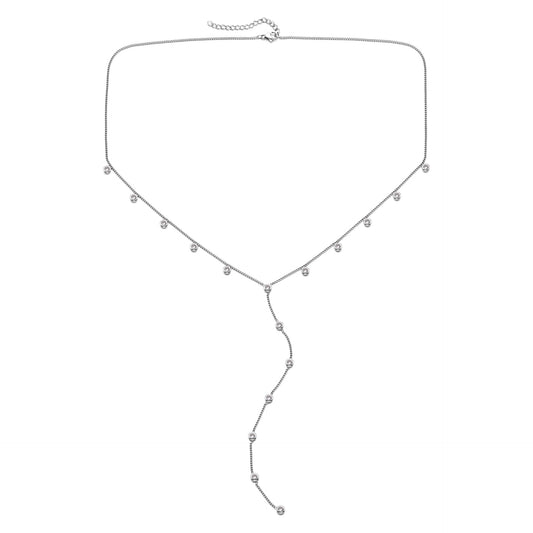 India Silver Crystal Droplet Necklace