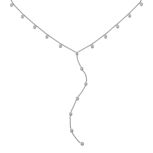 India Droplet Necklace Silver & Crystal