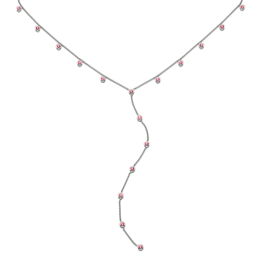 India Silver Pink Droplet Necklace