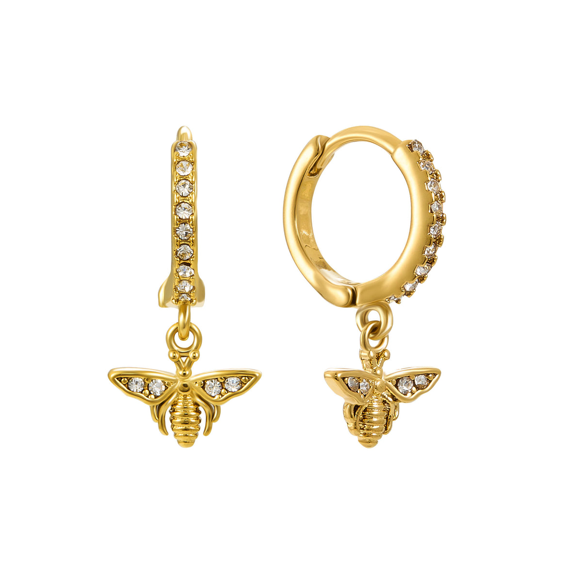 Ines Crystal Bee Huggie Earrings