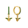 Ines Green Gold Bee Huggie Earrings