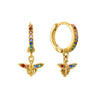 Ines Rainbow Gold Bee Huggie Earrings