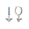 Ines Silver Blue Bee Huggie Earrings