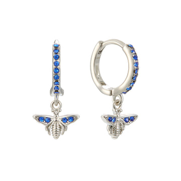 Ines Silver Blue Bee Huggie Earrings