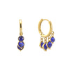 Iris Blue Gold Waterfall Huggie Earrings