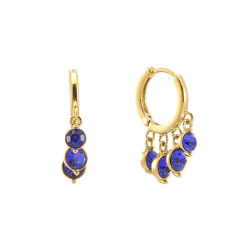 Iris Blue Gold Waterfall Huggie Earrings