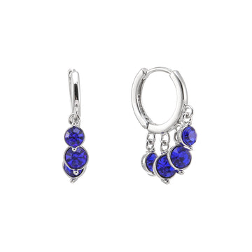 Iris Blue Silver Waterfall Huggie Earrings