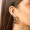Iris Blue Gold Waterfall Huggie Earrings