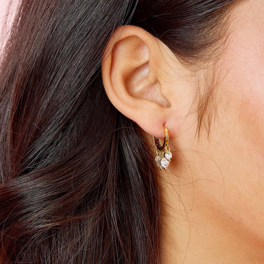 Iris Gold Crystal Waterfall Huggie Earrings