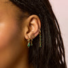 Iris Green Gold Waterfall Droplet Huggie Earrings