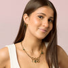 Iris Green Gold Waterfall Droplet Huggie Earrings