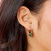 Iris Green Gold Waterfall Droplet Huggie Earrings