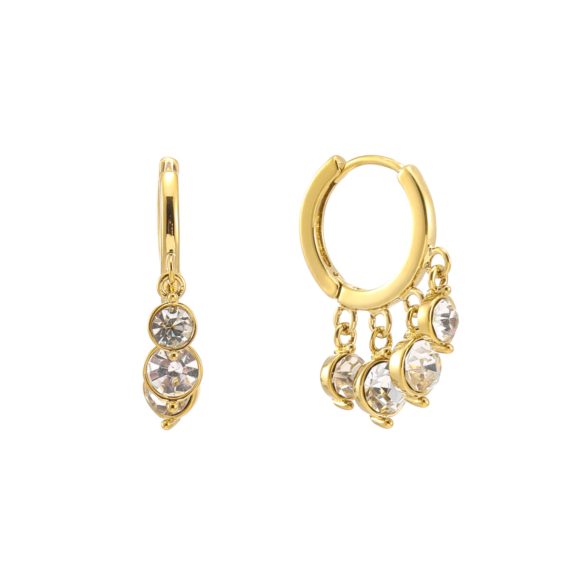 Iris Crystal Waterfall Huggie Earrings