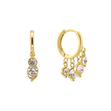 Iris Gold Crystal Waterfall Huggie Earrings