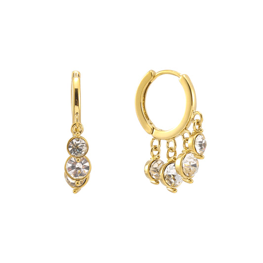 Iris Gold Crystal Waterfall Huggie Earrings