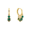 Iris Green Gold Waterfall Droplet Huggie Earrings