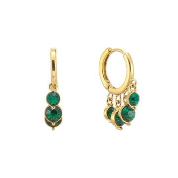 Iris Green Gold Waterfall Droplet Huggie Earrings