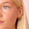 Iris Gold Green Waterfall Droplet Huggie Earrings