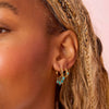 Iris Gold Turquoise Waterfall Huggie Earrings
