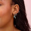 Iris Turquoise Silver Waterfall Huggie Earrings