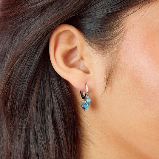Iris Turquoise Silver Waterfall Huggie Earrings