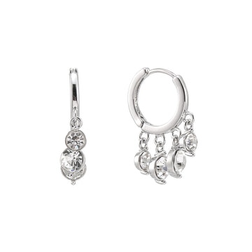 Iris Silver Crystal Waterfall Huggie Earrings