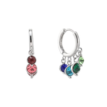 Iris Silver Rainbow Waterfall Huggie Earrings