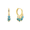Iris Turquoise Gold Waterfall Huggie Earrings