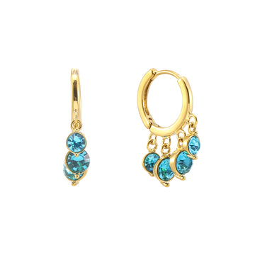 Iris Turquoise Gold Waterfall Huggie Earrings