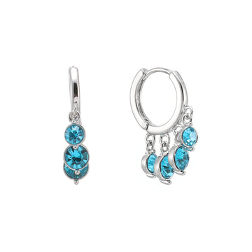 Iris Turquoise Silver Waterfall Huggie Earrings