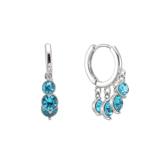 Iris Turquoise Silver Waterfall Huggie Earrings