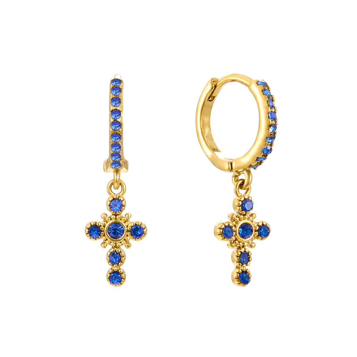 Isabella Gold Cross Huggie Earrings