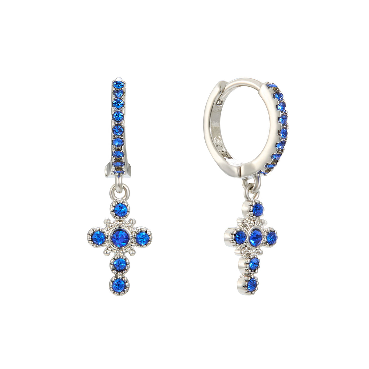 Isabella Silver Cross Huggie Earrings