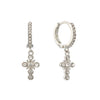 Isabella Crystal Silver Cross Huggie Earrings