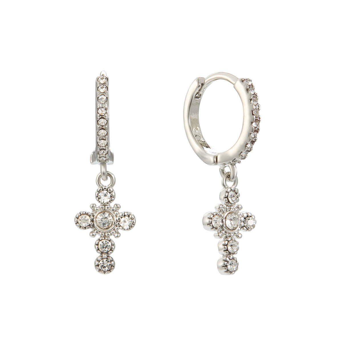 Isabella Crystal Cross Huggie Earrings